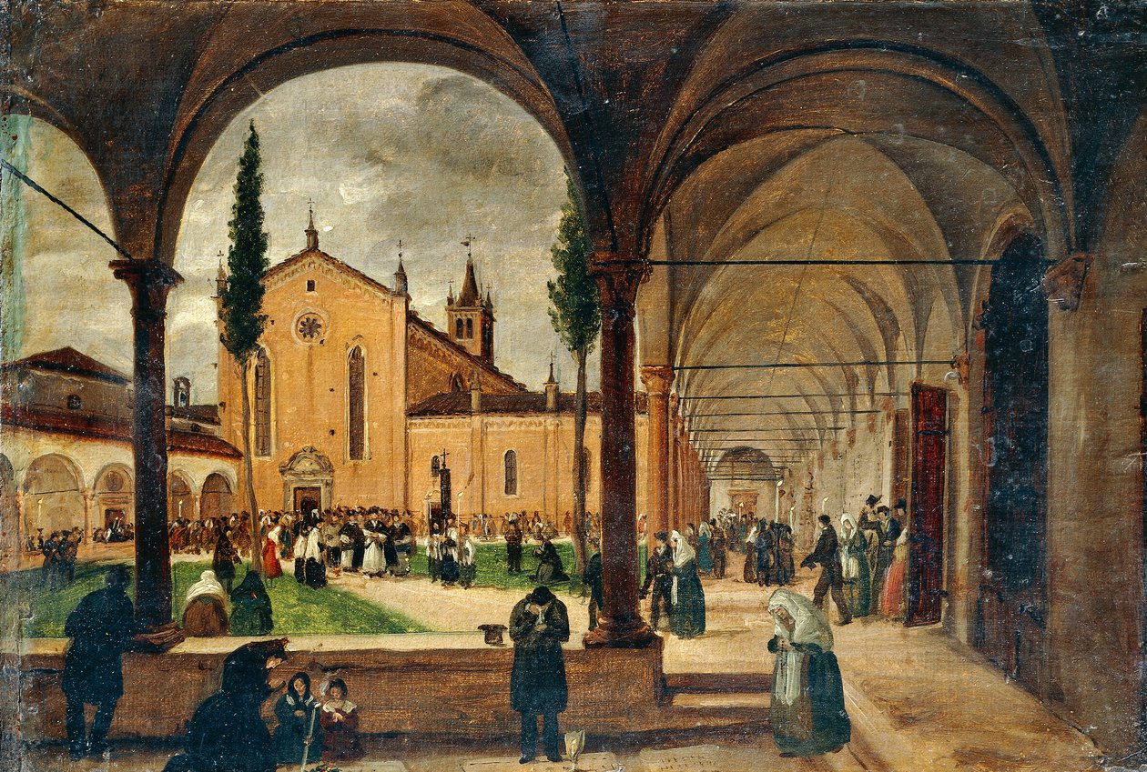 دير القديس برناردينو، لجوزيبي كانيلا (1788-1847)، زيت على قماش، 29x42 سم. بواسطة جوزيبي كانيلا