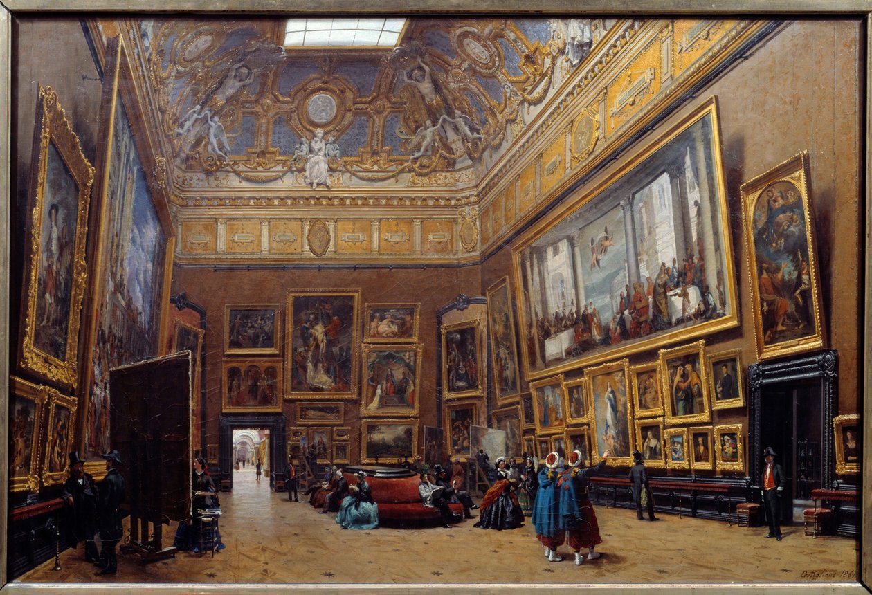 View of the Salon Square of the Musee du Louvre Painting by Giuseppe Castiglione (1829-1906) 1861 Sun. 0,69x1,03 m بواسطة جوزيبي كاستيليوني