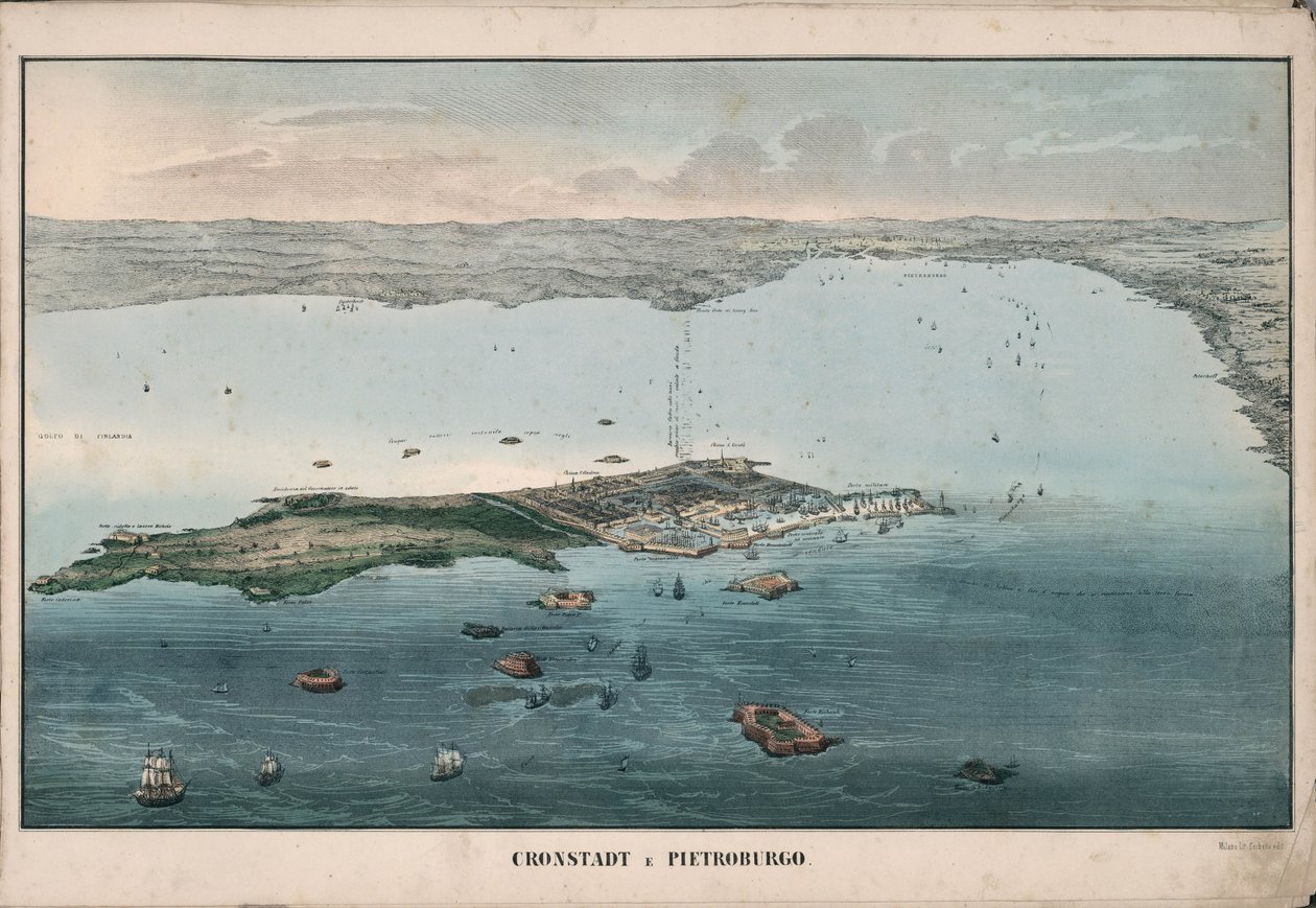 منظر بانورامي لكرونشتاد ، 1853. بواسطة جوزيبي سيفيلي