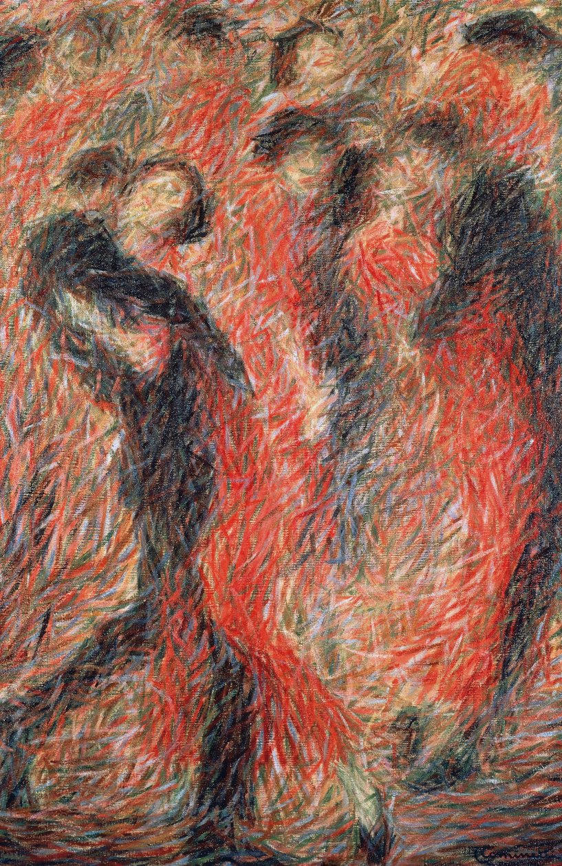 Tango, woman dressed in red dancing, fantasy of couple dancing بواسطة جوزيبي كومينتي
