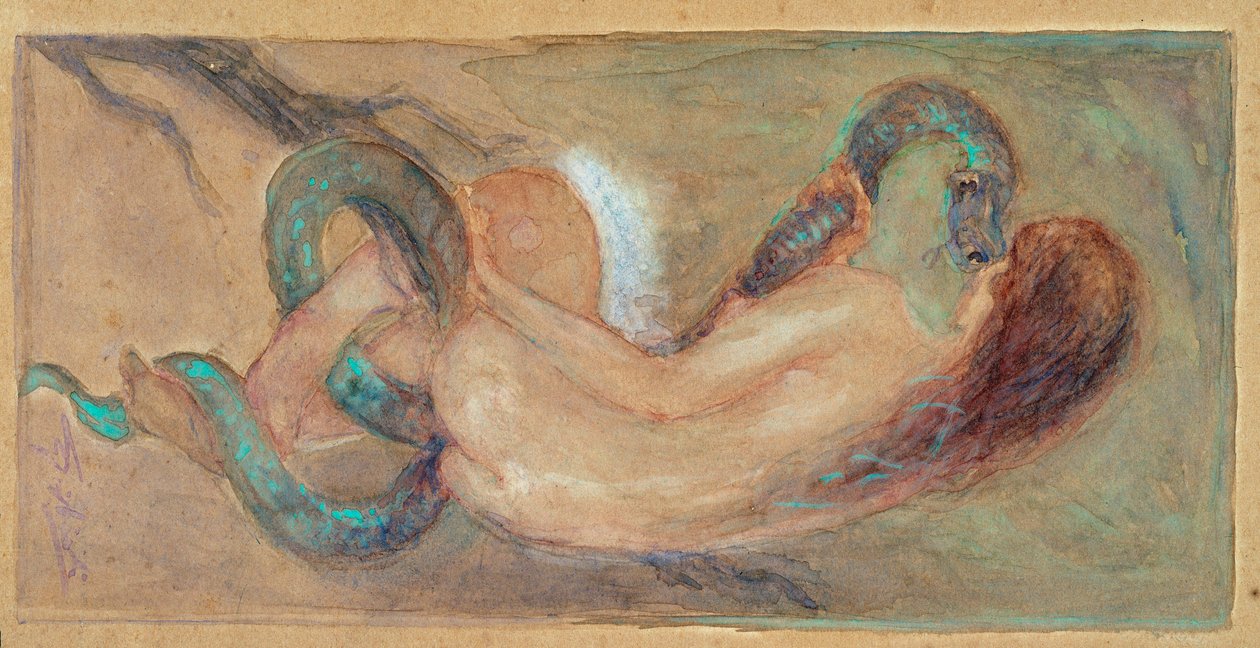 Eve Watercolor من Giuseppe Giglioli (1881-1930) Dim 11x23 cm الجينات ، Gallery of Modern Art ، رقم الجرد 0163 بواسطة جوزيبي جيجليولي