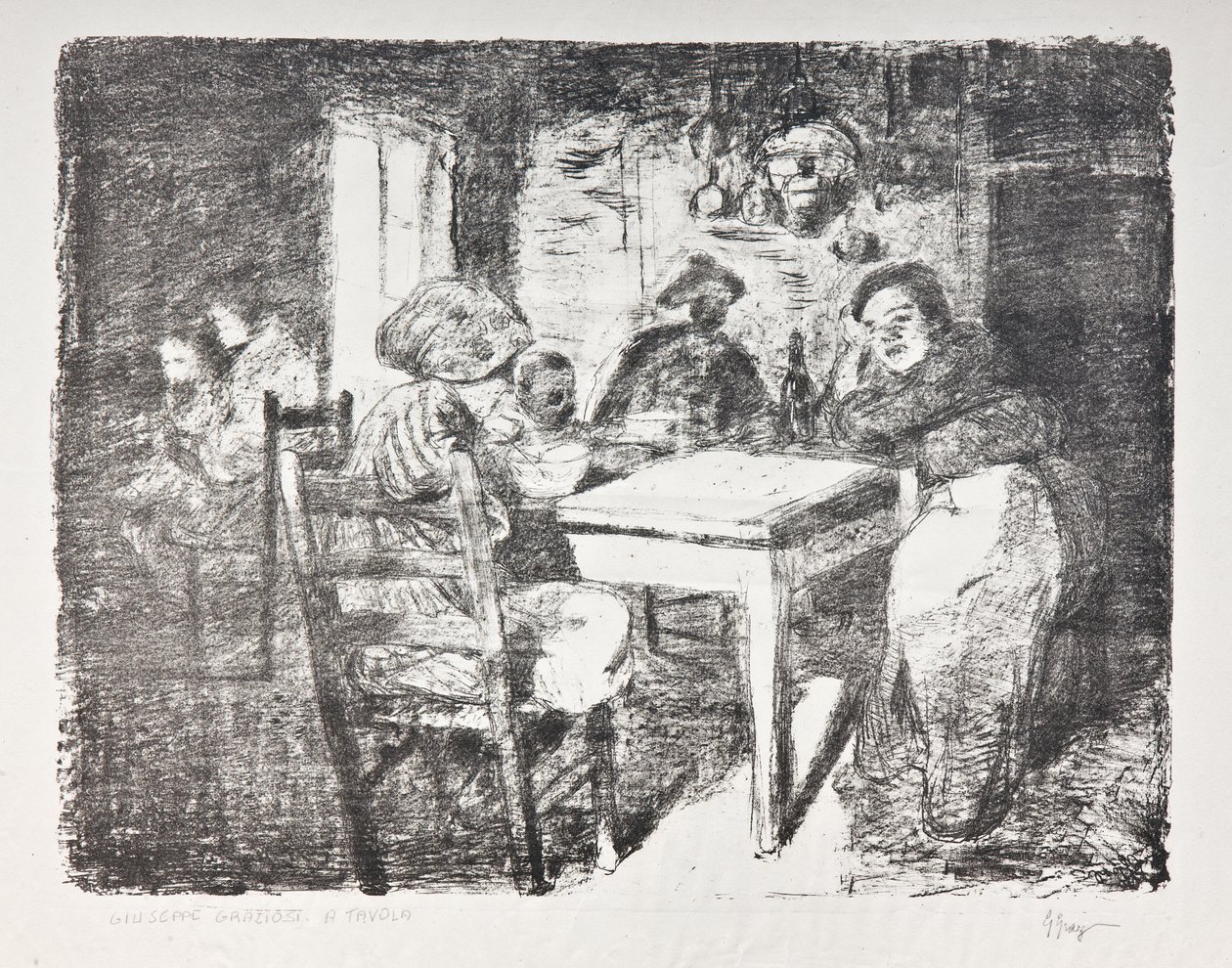 على الطاولة ، 1907 (ليثو) بواسطة جوزيبي جرازيوسي