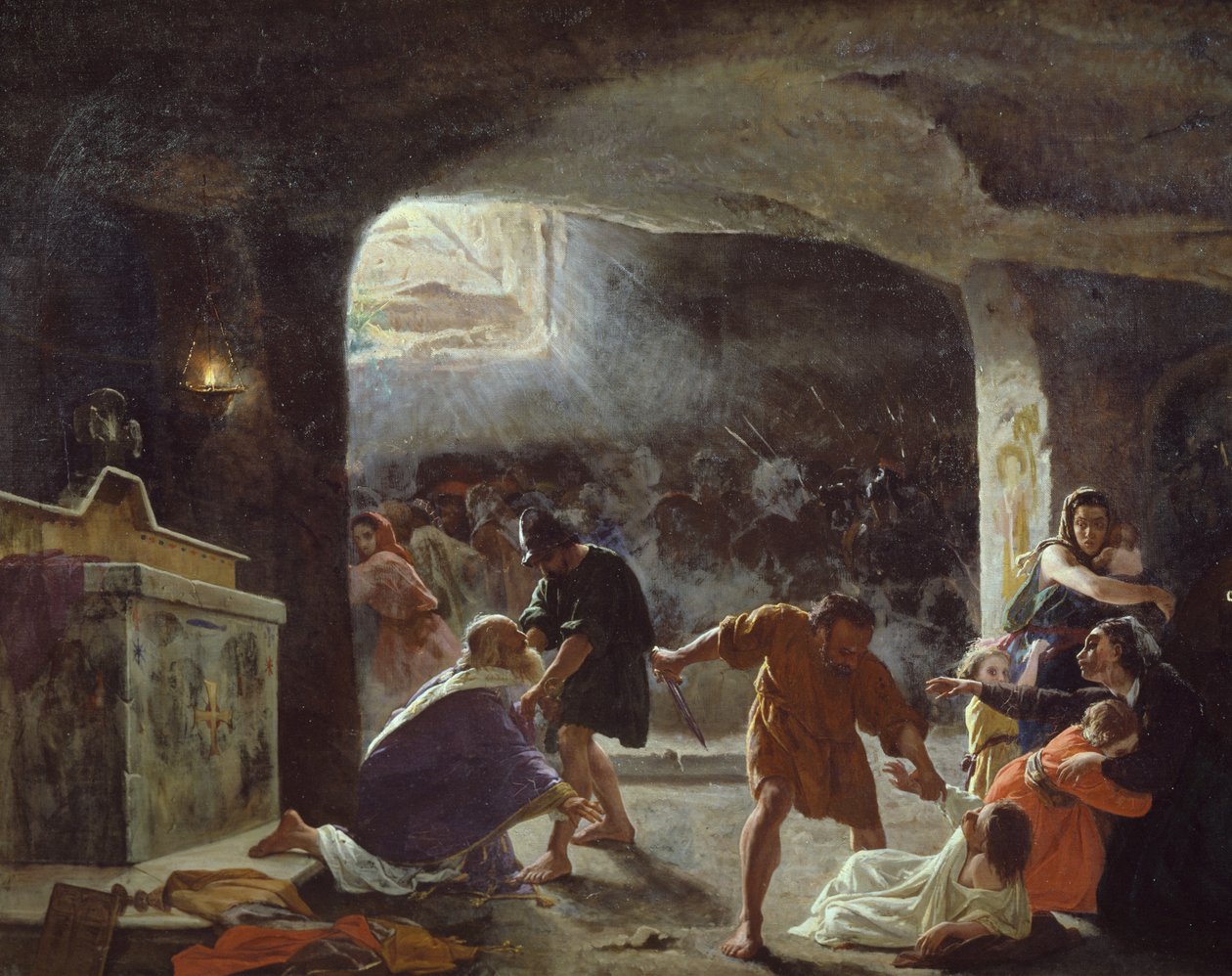 قتل المسيحيين الأوائل في سراديب الموتى ، لوحة جوزيبي مانسينيلي (1813-1875) بواسطة جوزيبي مانسينيلي