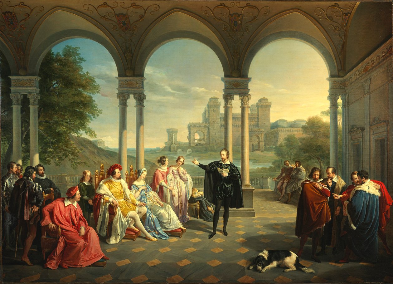 يقرأ توركواتو تاسو La Gerusalemme Liberata في محكمة فيرارا ، 1841. بواسطة جوزيبي مانسينيلي