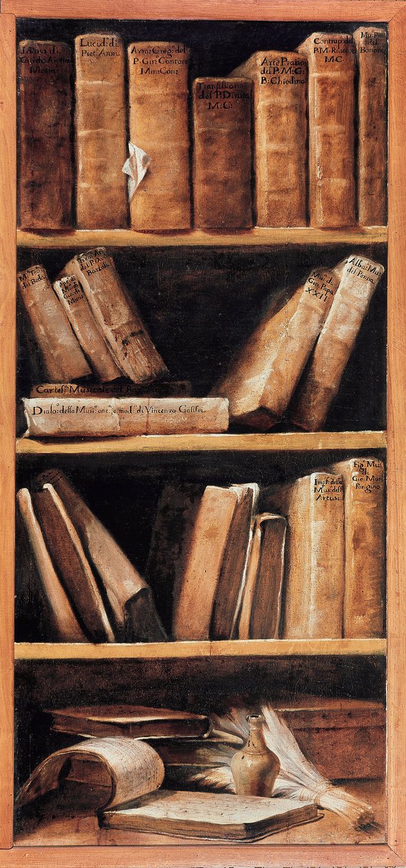 Still Life library with music books. Painting by Giuseppe Maria Crespi dit lo Spagnolo (the Spaniard) (1665-1747) 1715 Bologna, Conservatorio di musica بواسطة جوزيبي ماريا كريسبي