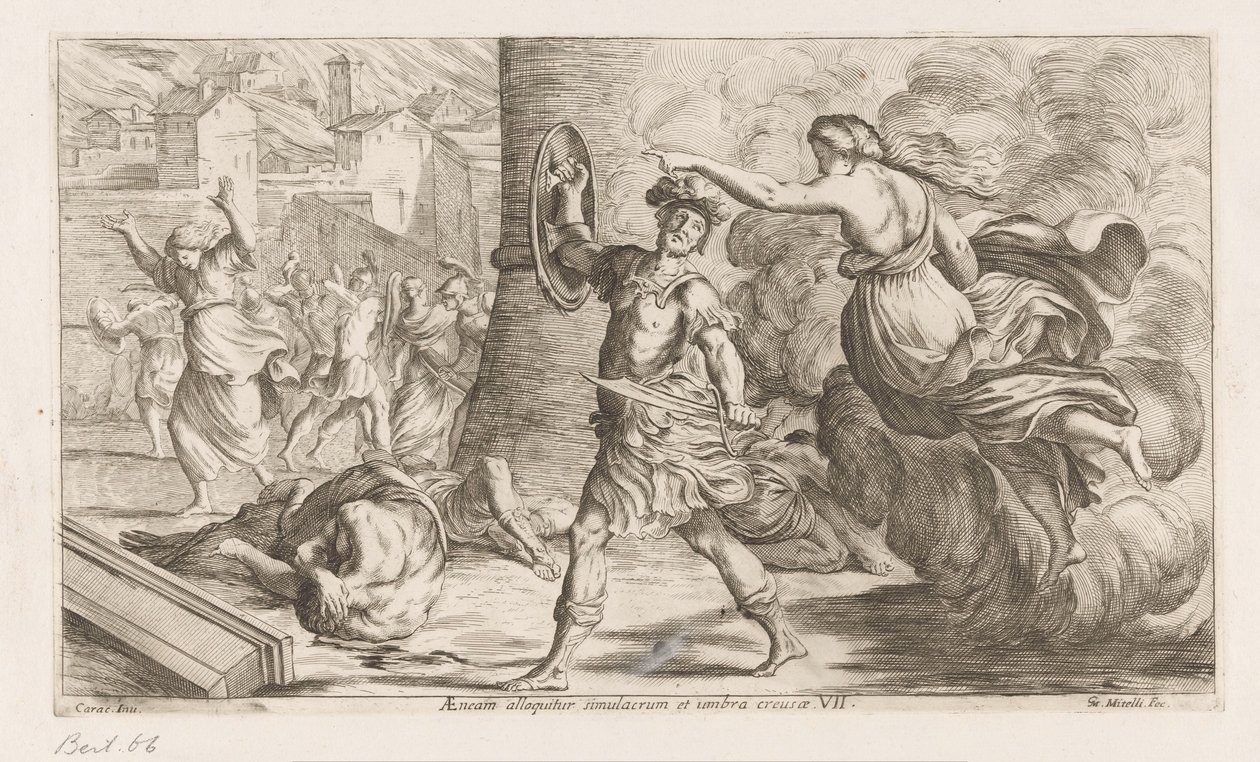 Geest van Creüsa verhitt aan Aeneas Aeneas يتم تناوله من خلال صورة وظل الجوف (العنوان على الكائن) Omzwervingen van Aeneas (عنوان المسلسل) لوحة L