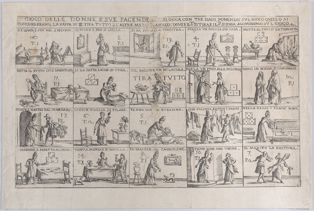 جيوكو ديلي دون ، E Sue Facende لعبة الزوجات ، وأعمالهن الروتينية ، 1654-1718. بواسطة جوزيبي ماريا ميتيللي