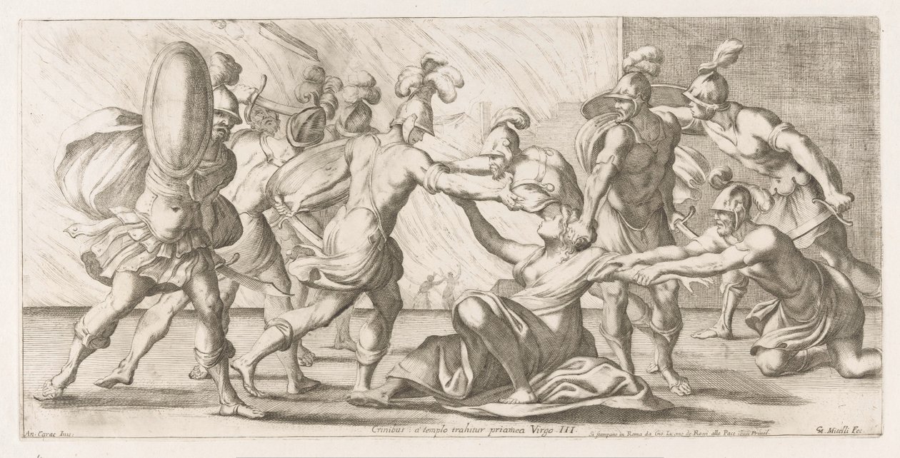 Greeken Sleuren Cassandra uit de tempel الشعر: برياميا العذراء مرسومة إلى المعبد (العنوان على الجسم) Omzwervingen van Aeneas (عنوان المسلسل) لوحة L