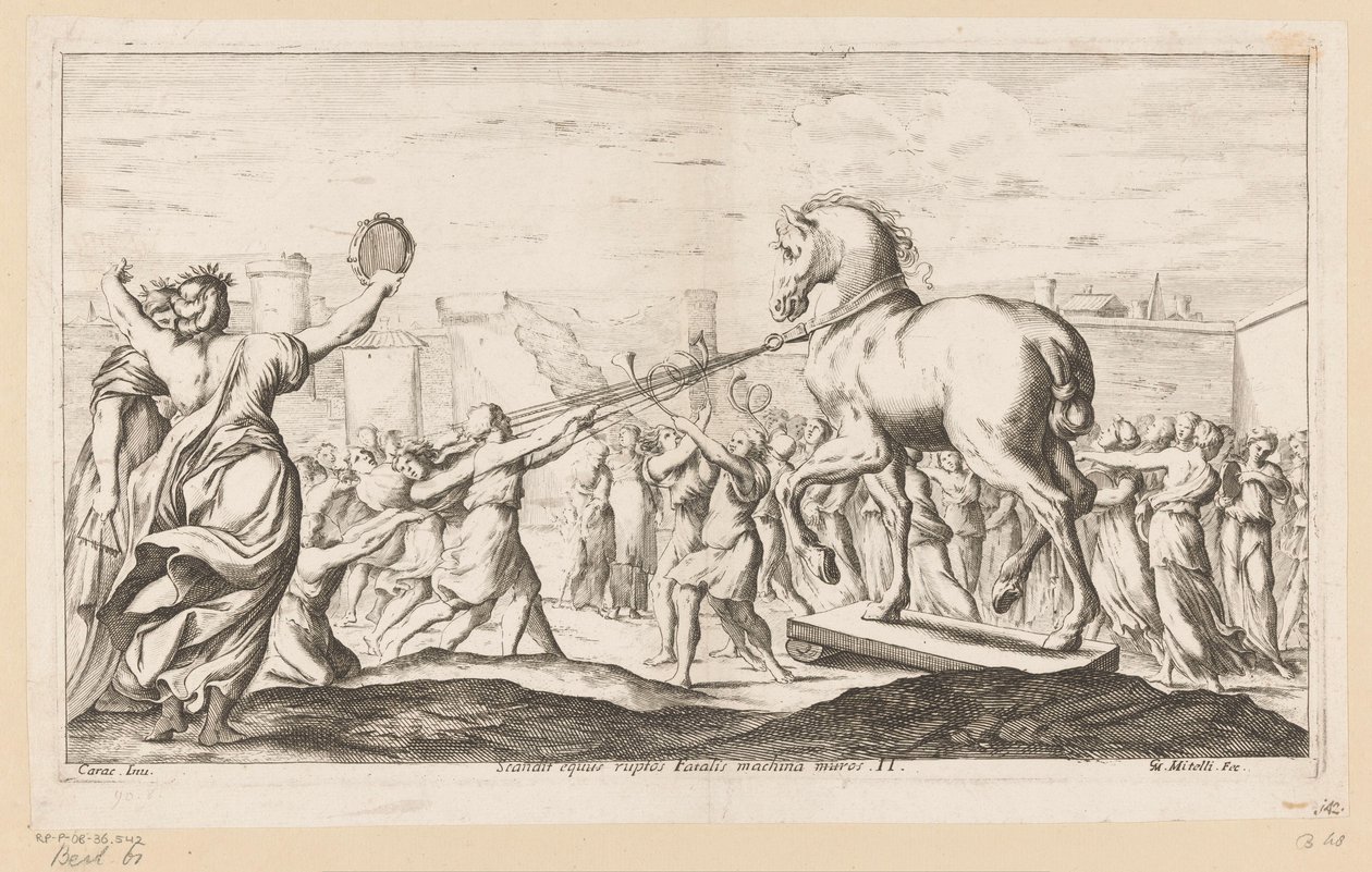 يتم إحضار حصان طروادة Scandit equus ruptos Fatalis machina muros (العنوان على الكائن) Wanderings of Aeneas (عنوان المسلسل) L
