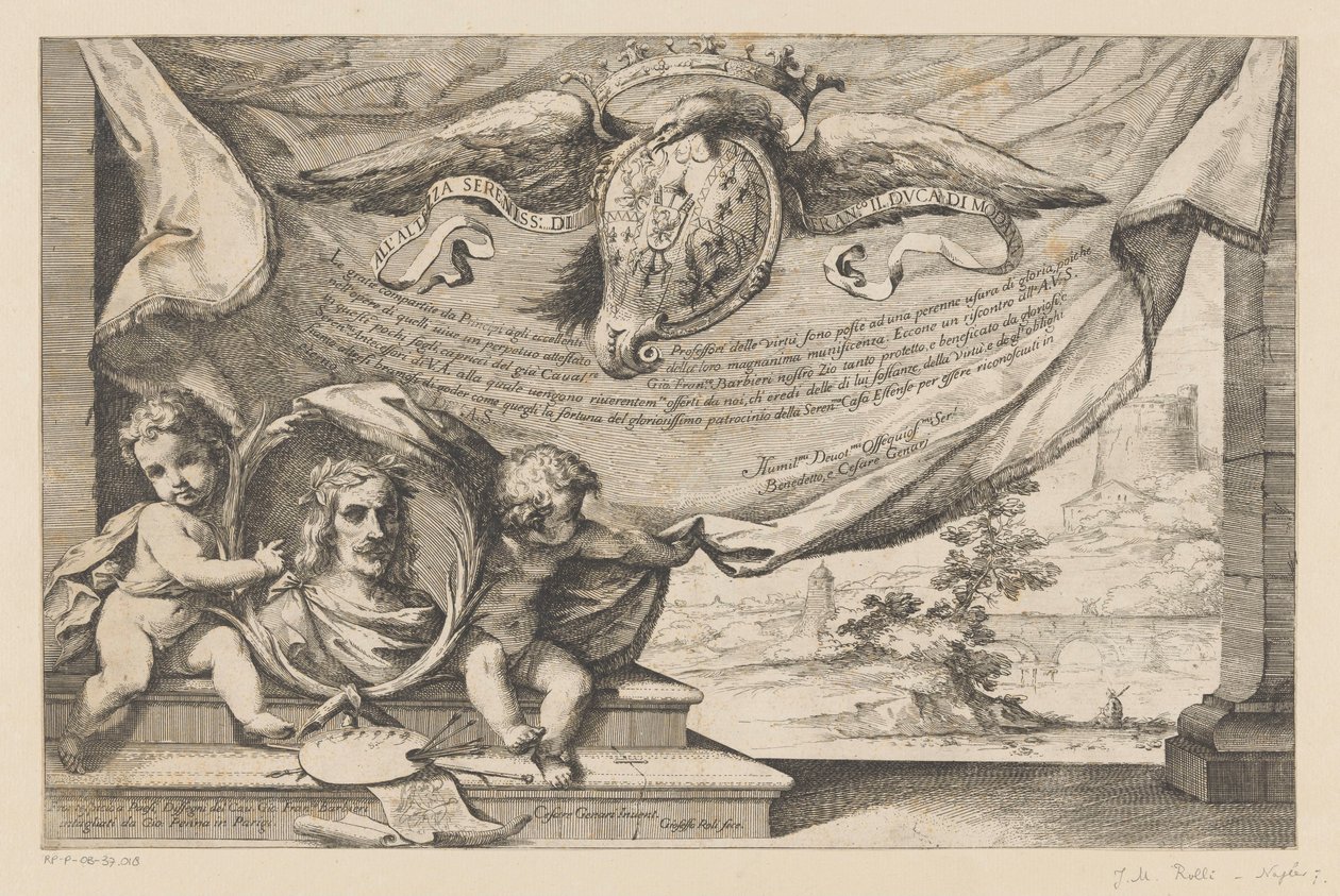 قصيدة للفنان جويرسينو تصاميم المناظر الطبيعية من قبل Guercino (عنوان السلسلة) بواسطة جوزيبي ماريا رولي