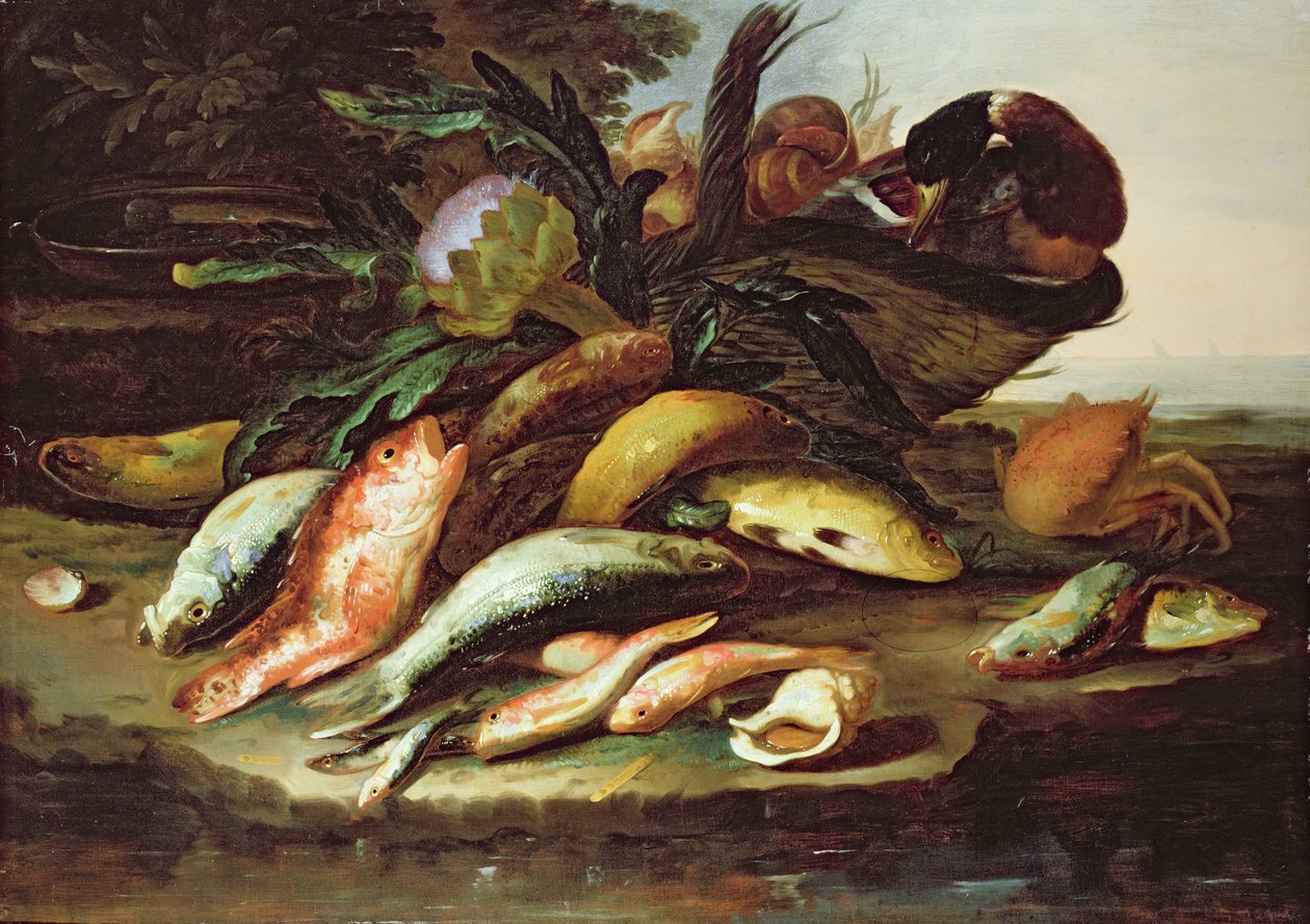 Still Life with Dead Fish and Game (زيت على قماش) بواسطة جوزيبي ريكو