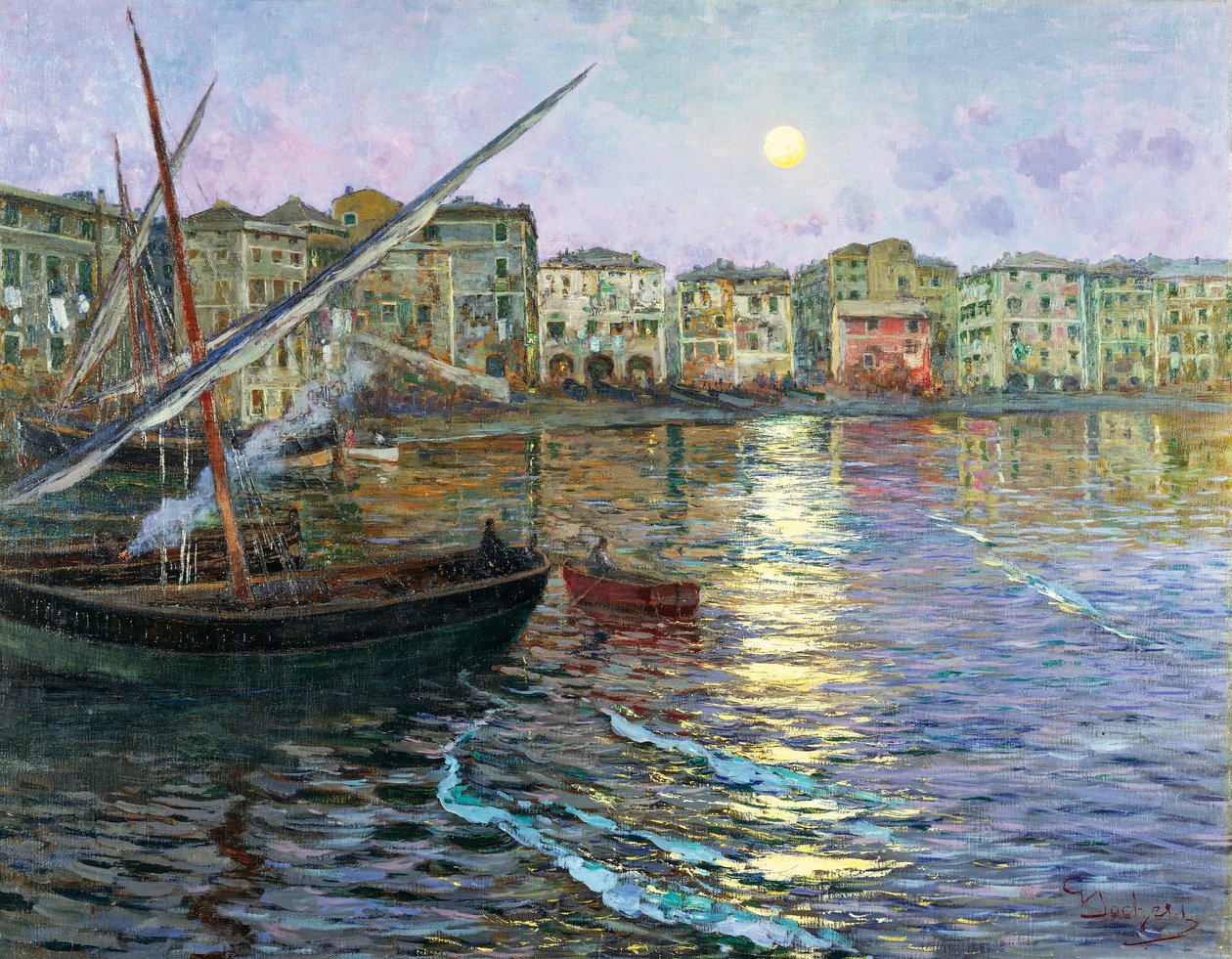 الشعر القمري ليغوريا ، جوزيبي ساشيري (1863-1950) ، زيت على قماش بواسطة جوزيبي ساتشيري
