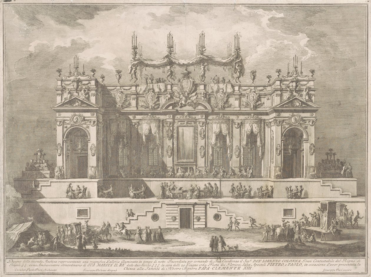 The Seconda Macchina للصين عام 1764: معرض رائع مضاء في الليل بواسطة جوزيبي فاسي ، بعد جوزيبي بالازي ، بعد باولو بوسي