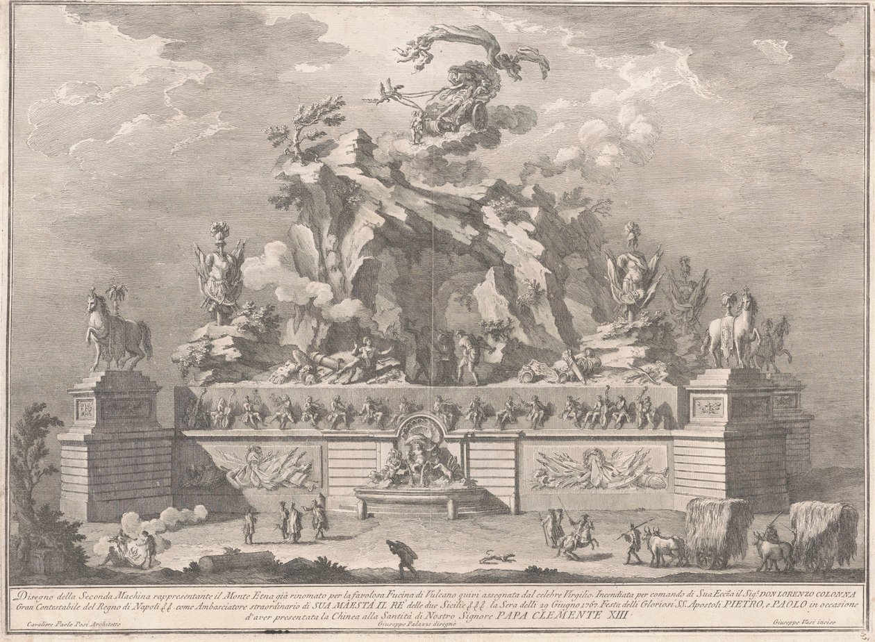 The Seconda Macchina للصين عام 1767: جبل إتنا مع فورج أوف فولكان بواسطة جوزيبي فاسي ، بعد جوزيبي بالازي ، بعد باولو بوسي