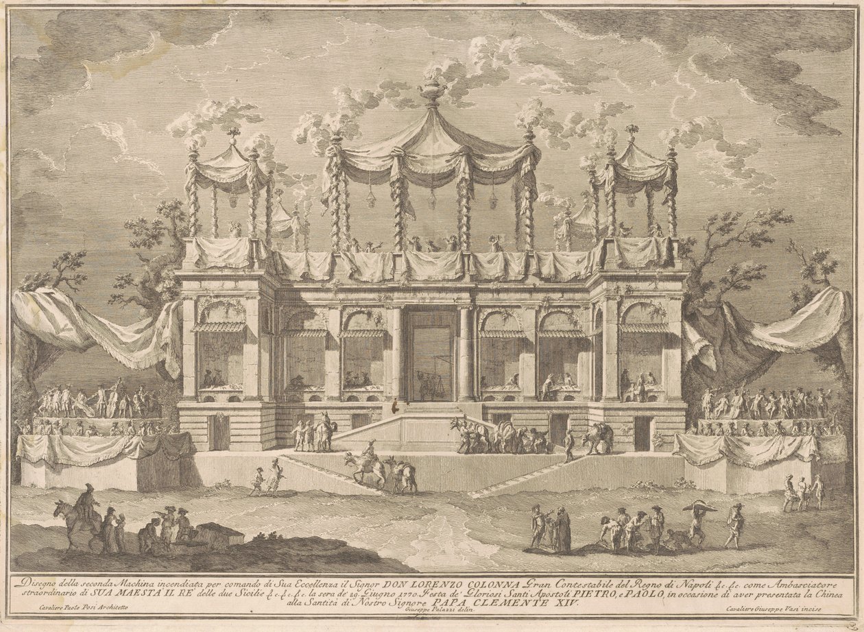 The Seconda Macchina للصين عام 1770: سوق السمك بورتيكو بواسطة جوزيبي فاسي ، بعد جوزيبي بالازي ، بعد باولو بوسي