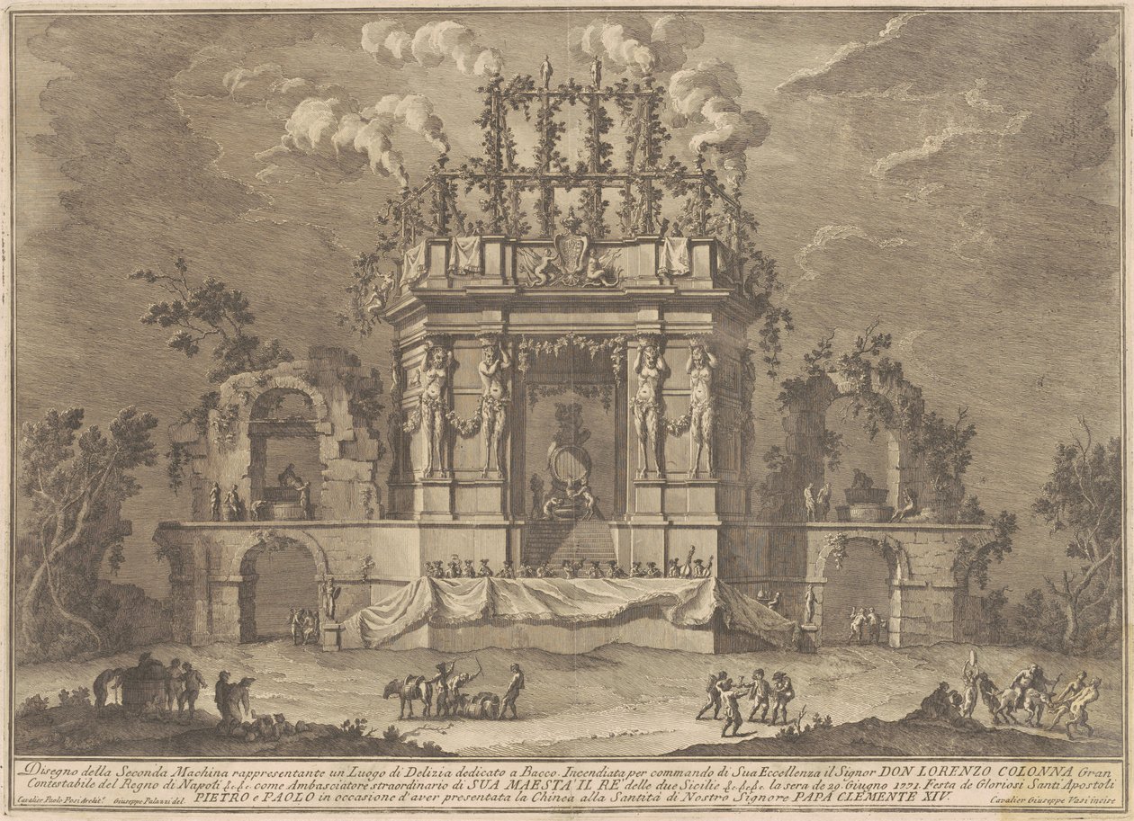 The Seconda Macchina للصين عام 1771: قصر متعة مخصص لباخوس بواسطة جوزيبي فاسي ، بعد جوزيبي بالازي ، بعد باولو بوسي