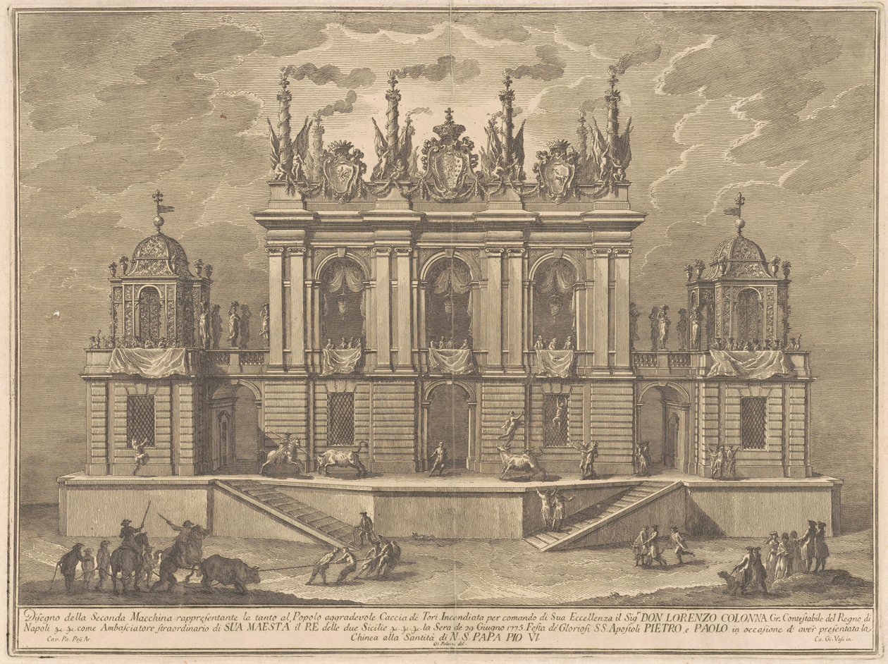 The Seconda Macchina في الصين عام 1775: معركة الثيران بواسطة جوزيبي فاسي ، بعد جوزيبي بالازي ، بعد باولو بوسي
