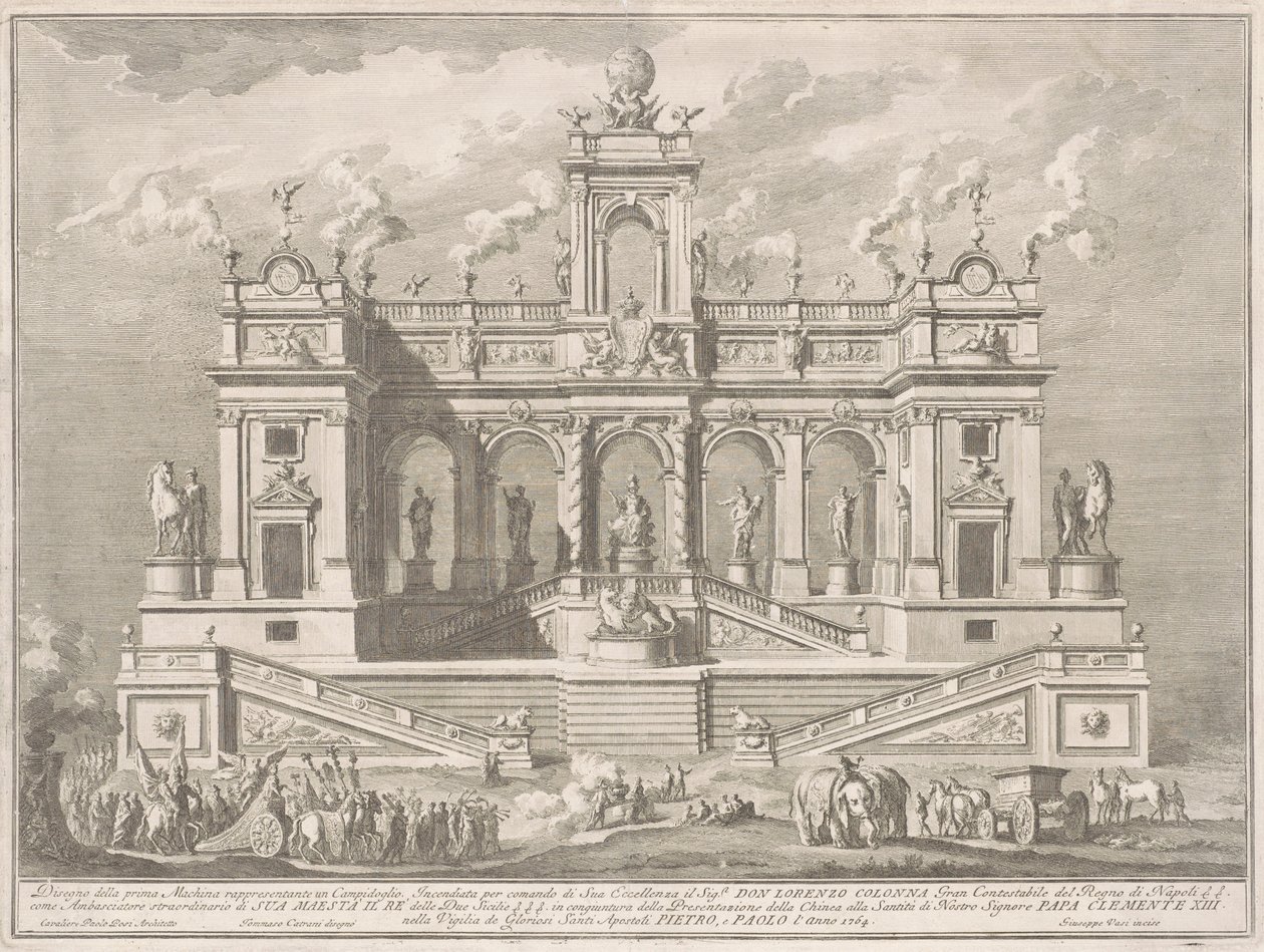 بريما ماكينا للصين عام 1764: مبنى الكابيتول بواسطة جوزيبي فاسي ، بعد توماسو كاتراني ، بعد باولو بوسي