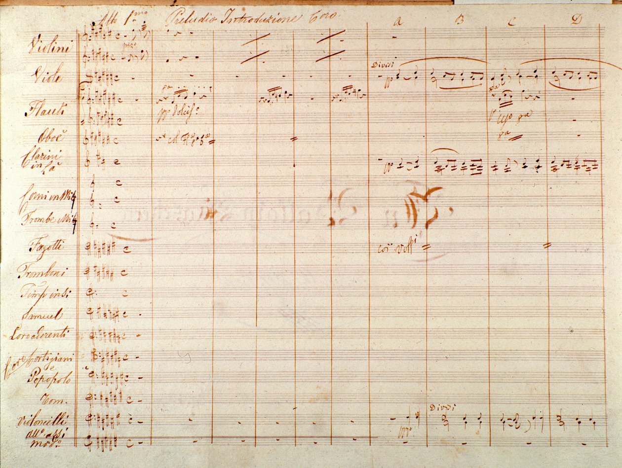 Page of first edition of musical score of Un ballo in maschera, opera by Giuseppe Verdi بواسطة جوزيبي فيردي