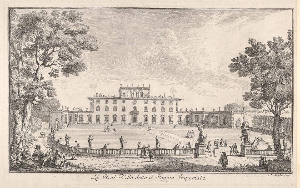 الفيلا الملكية تسمى Poggio Imperiale تسمى الفيلا الحقيقية Poggio Imperiale ، 1744. بواسطة جوزيبي زوتشي