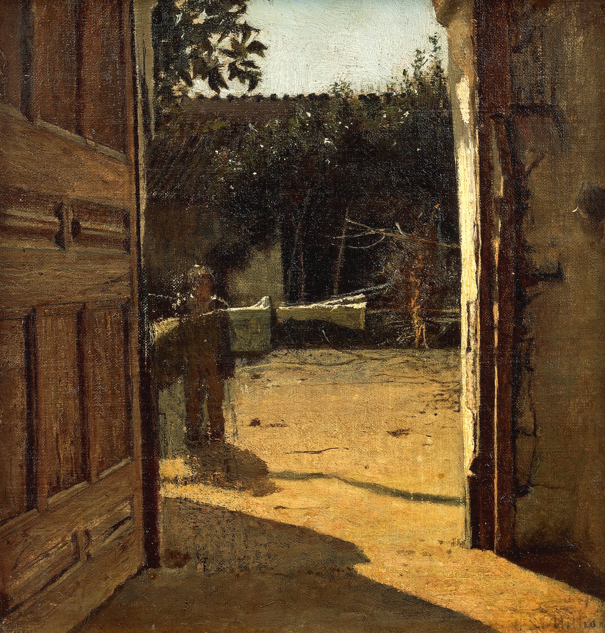 Courtyard in sun, interior of country house بواسطة جوزيبي أو جوزيف دي نيتيس