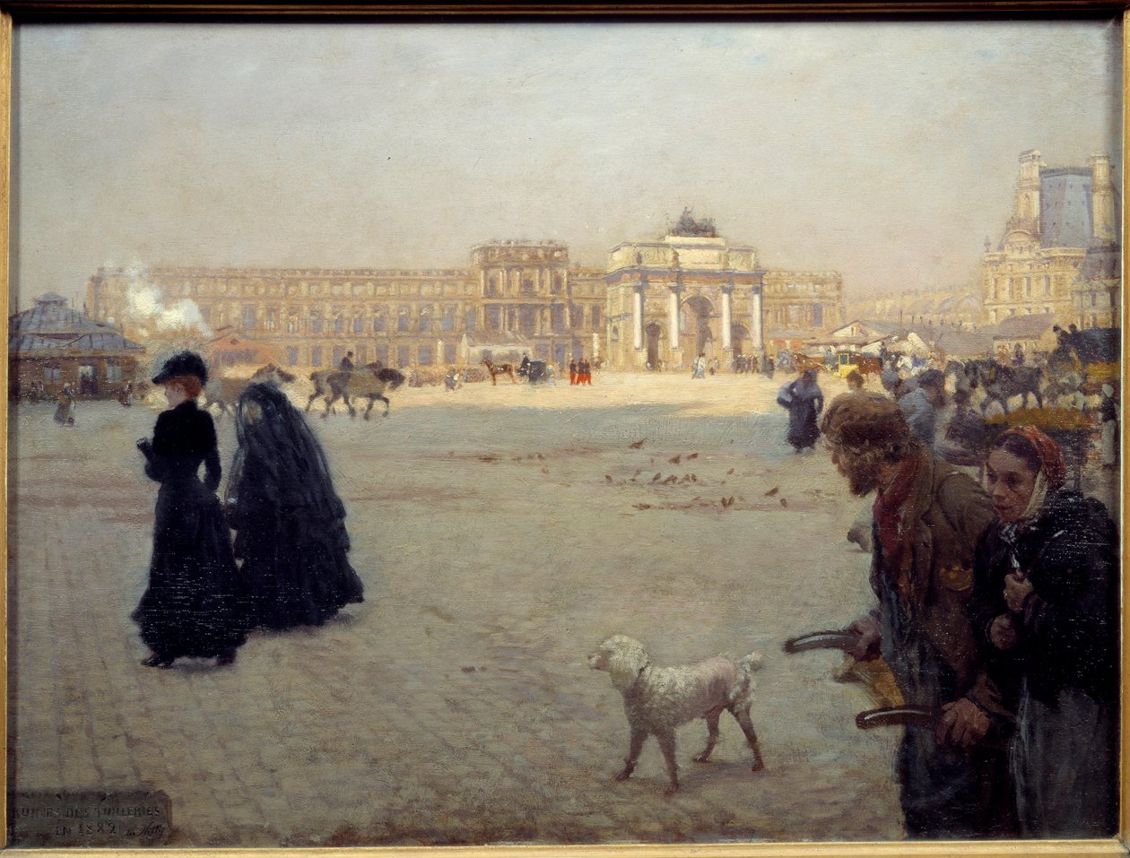 أطلال Place du Carrousel لنهر التويلري عام 1882. جدول يمثل منظرًا لباريس. لوحة جوزيبي نيتيس (1846 - 1884) بواسطة جوزيبي أو جوزيف دي نيتيس