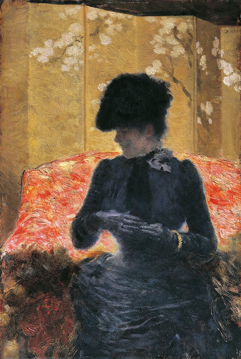 Woman on red sofa بواسطة جوزيبي أو جوزيف دي نيتيس