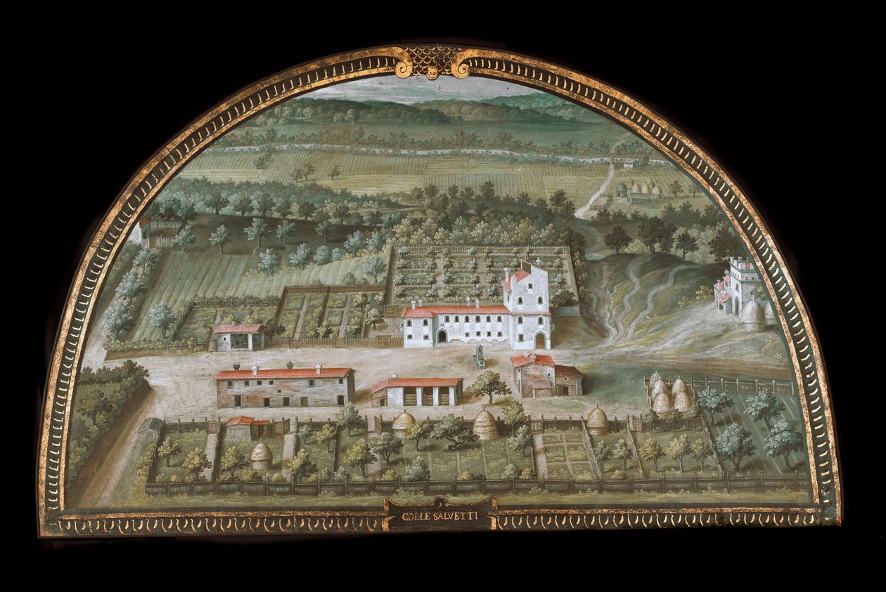 View of Villa di Colle Salvetti near Livorno, Italy (Tempera بواسطة جيوستو يوتنس
