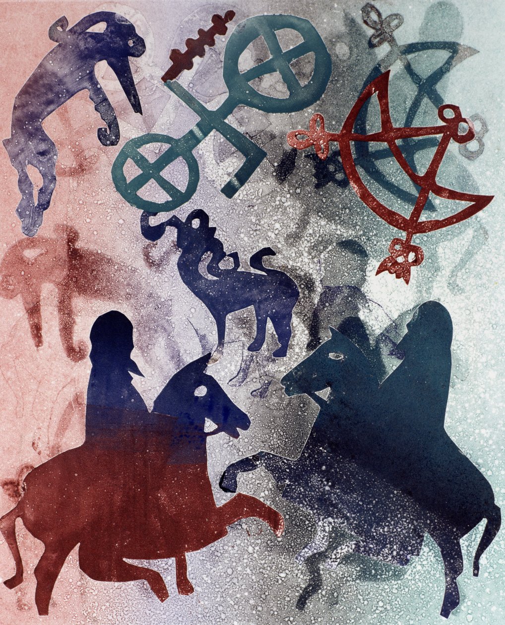 Pictish Riders ، 1996 (monotype) بواسطة جلوريا والينجتون