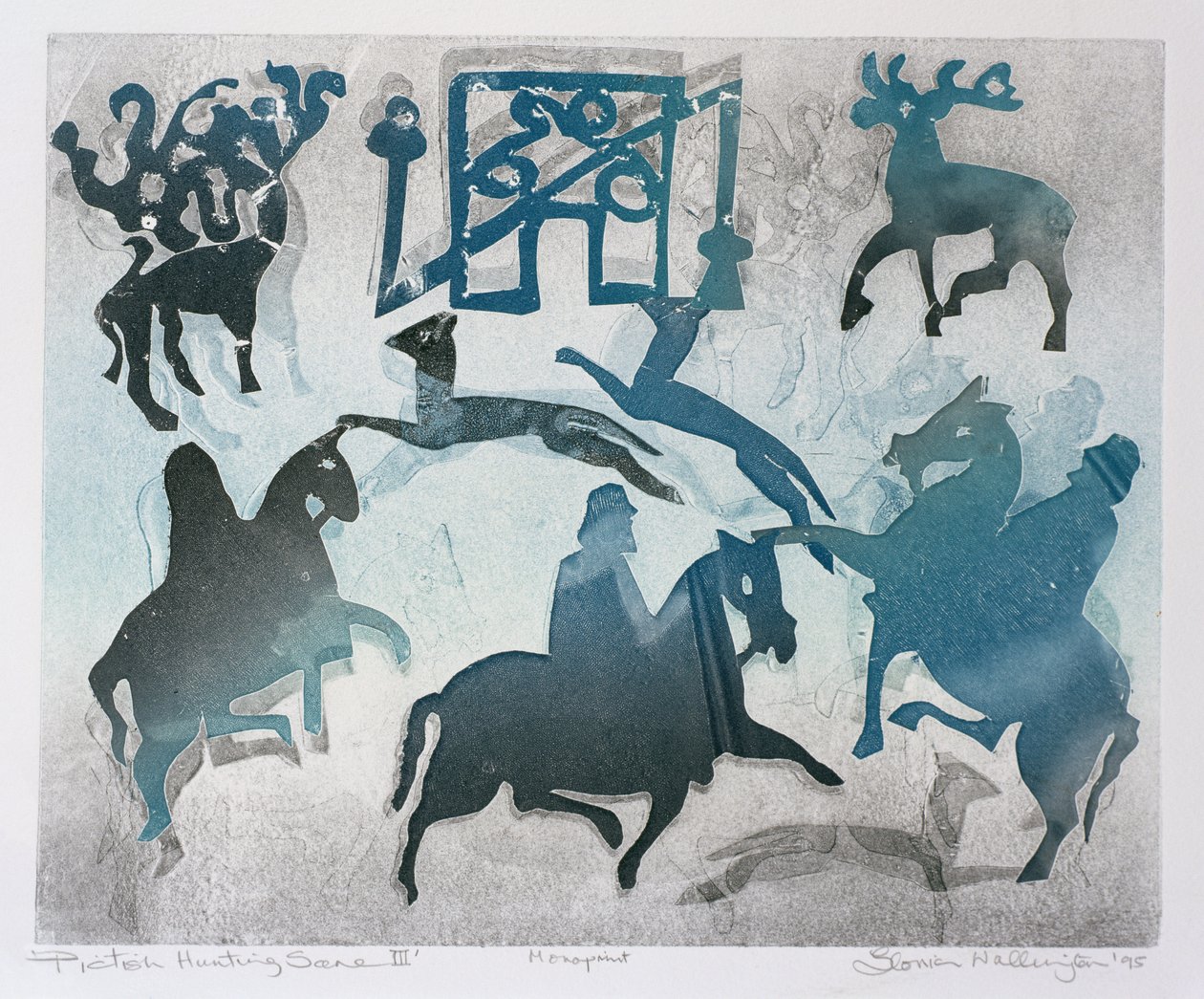 مشهد الصيد التخيلي III ، 1995 (monotype) بواسطة جلوريا والينجتون