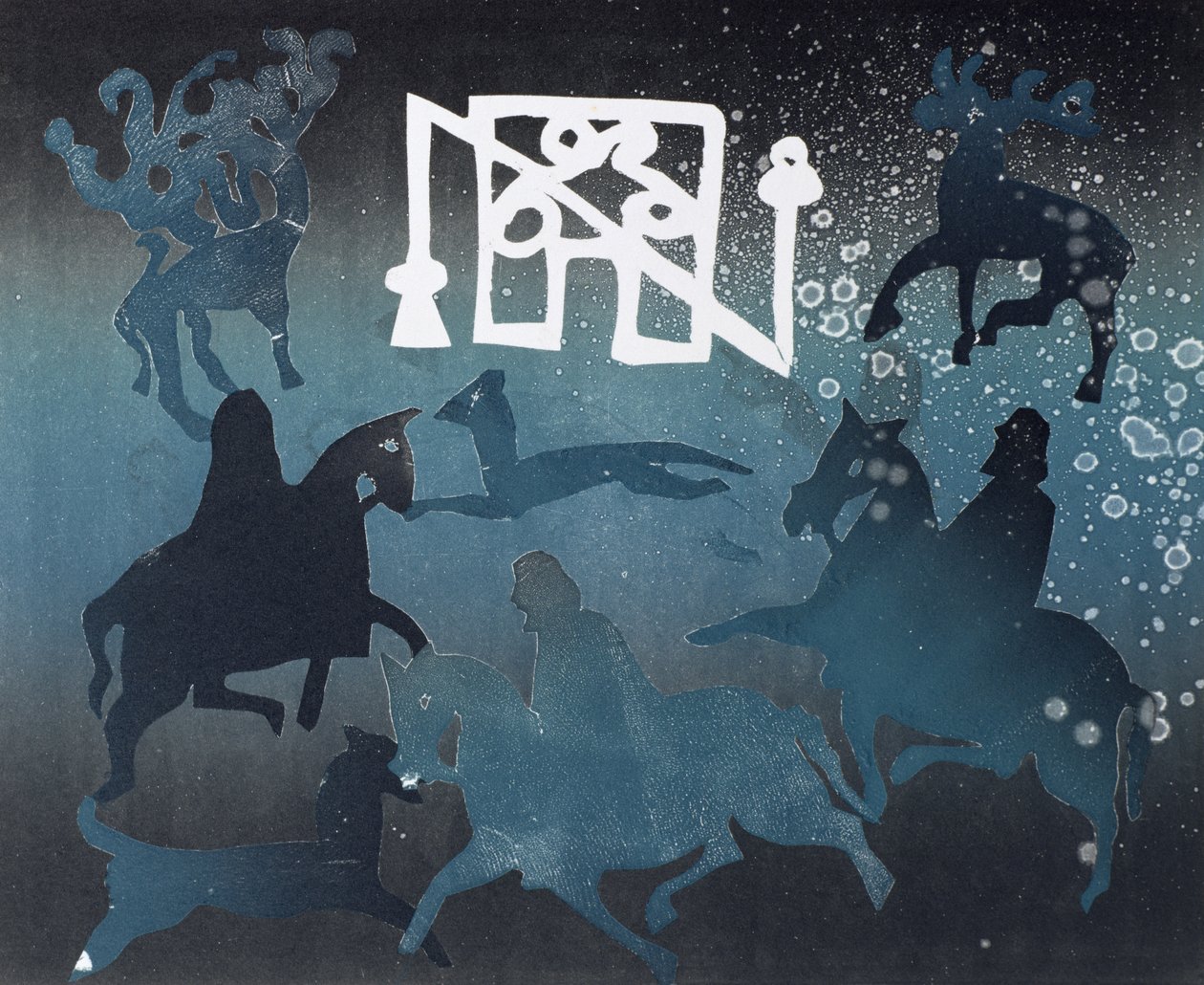 مشهد الصيد التصويري الأول ، 1995 (monotype) بواسطة جلوريا والينجتون