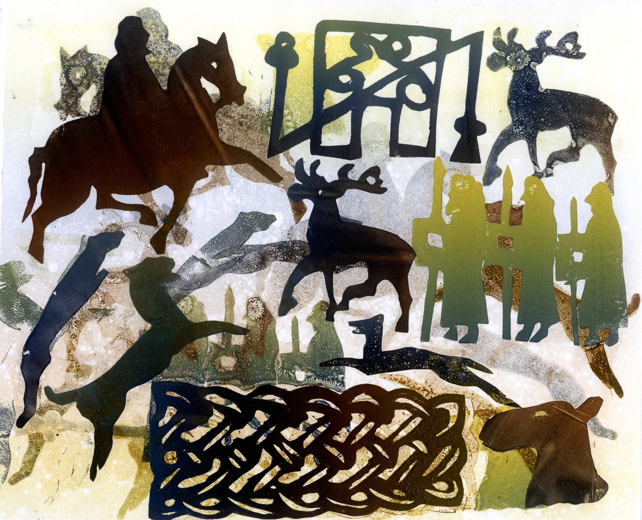 رموز Pictish وجلد (monoprint) بواسطة جلوريا والينجتون