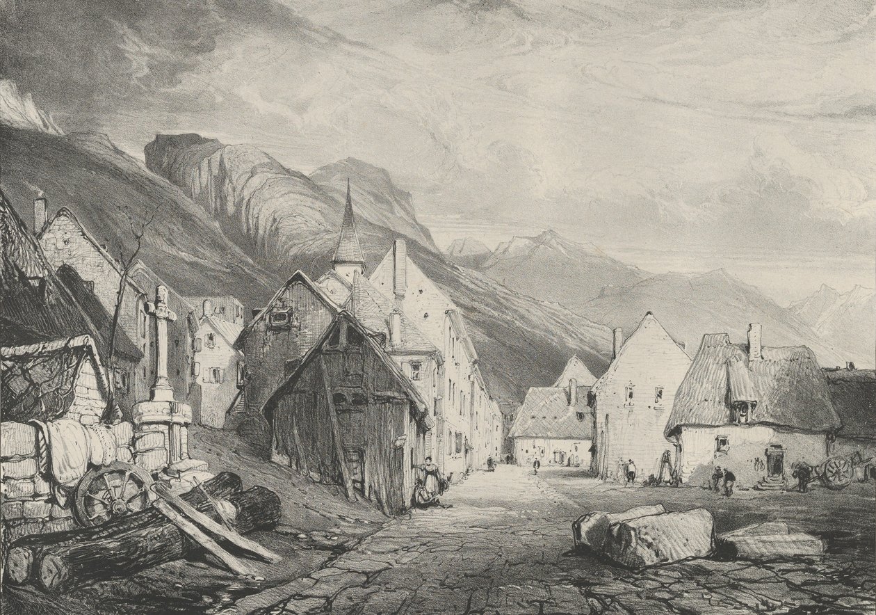 مدخل قرية Les Bains ، 1831 بواسطة جودفروي إنجلمان