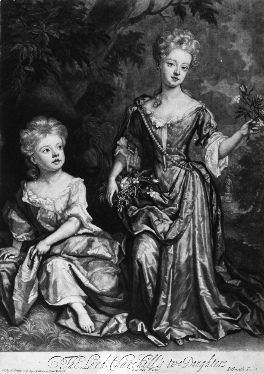 ابنتان اللورد تشرشل ، mezzotint بواسطة John Smith ، c.1690 (mezzotint) بواسطة غودفري كنيلر