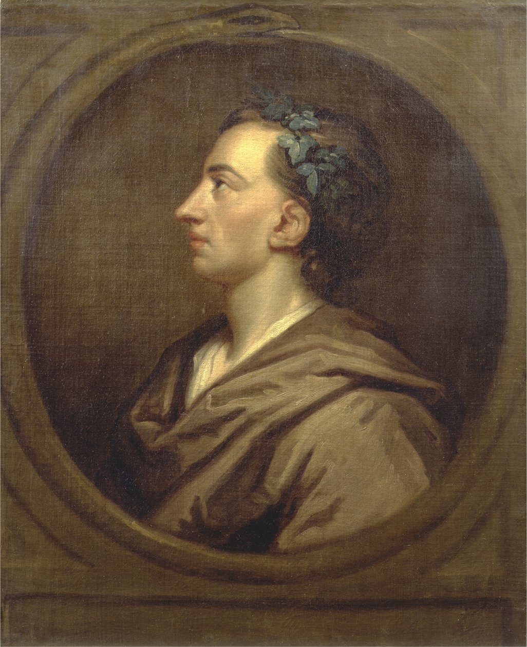ألكسندر بوب (1688-1744) ملف شخصي ، متوج بلبلاب (زيت على قماش) بواسطة Godfrey (استوديو) Kneller