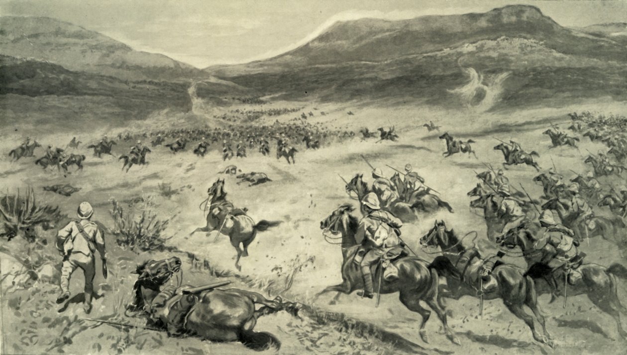 "الموقف الأخير الذي قام به البوير قبل كيمبرلي - المسؤول عن سلاح الفرسان البريطاني" ، 1900 بواسطة جودفري دوجلاس جايلز