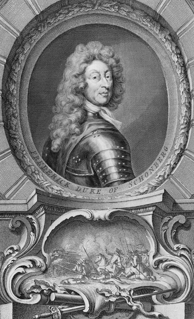 فريدريك ، دوق شومبرغ (1615-1690) منقوش بواسطة جاكوبس هوبراكن (1698-1780) بواسطة غودفري كنيلر