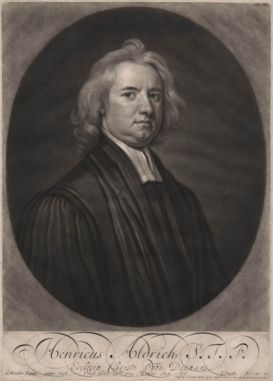هنريكوس ألدريتش ، نقش بواسطة جون سميث (1652-1743) ، 1696 (mezzotint) بواسطة غودفري كنيلر
