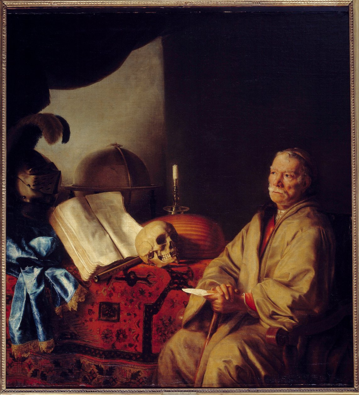 الفيلسوف في لوحة التأمل (الفانيت) بواسطة جوتفريد كنيلر (1646-1726) (كل شيء) 1668 صن. 1،37x1،44 م بواسطة غودفري كنيلر