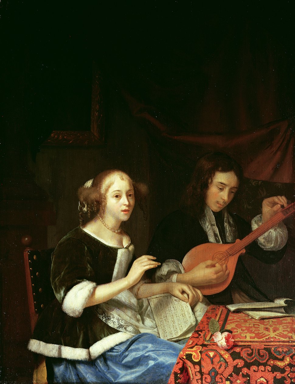 زوجان شابان يصنعان الموسيقى ، c.1665-70 بواسطة جودفريد شالكين