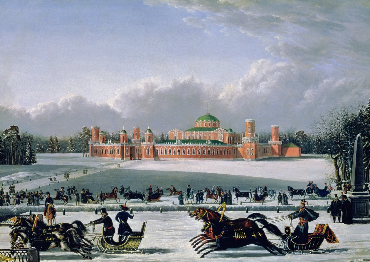 سباق الزلاجة في حديقة بتروفسكي في موسكو ، 1848 بواسطة غوليتسين