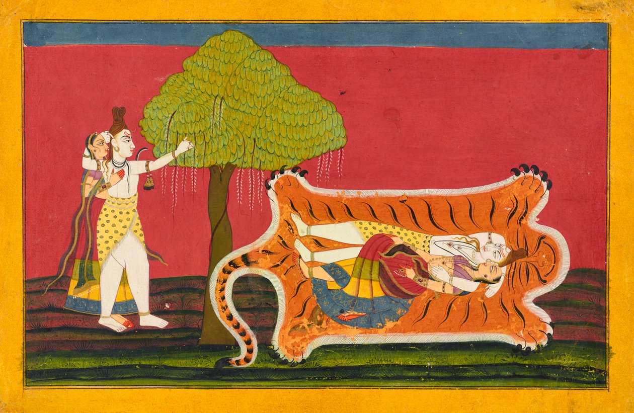 شيفا وبارفاتي على جلد النمر: An Rasmanjari من Anakul Nayaka folio ، كاليفورنيا. 1710 - كاليفورنيا. 1715. بواسطة غولو