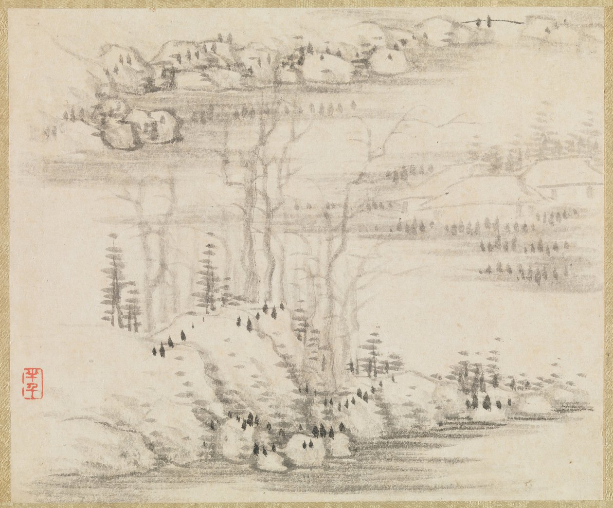 المناظر الطبيعية والأشجار ، كاليفورنيا. 1679. بواسطة قونغ شيان