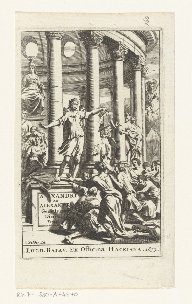 Titelpagina voor Alexander ab Alexander، Genialium dierum، deel 2، 1673 بواسطة غونساليس أبيلمانز (منسوب إلى)