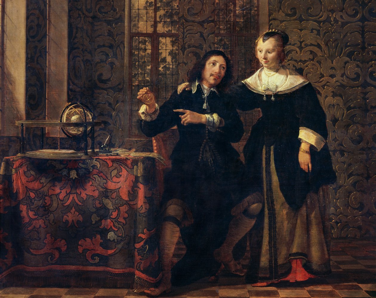 الفلكي وزوجته ، لوحة رسمها جونزاليس كوك (1614 كاليفورنيا - 1684) ، زيت على لوحة ، 405 × 505 سم بواسطة جونزاليس كوكيس