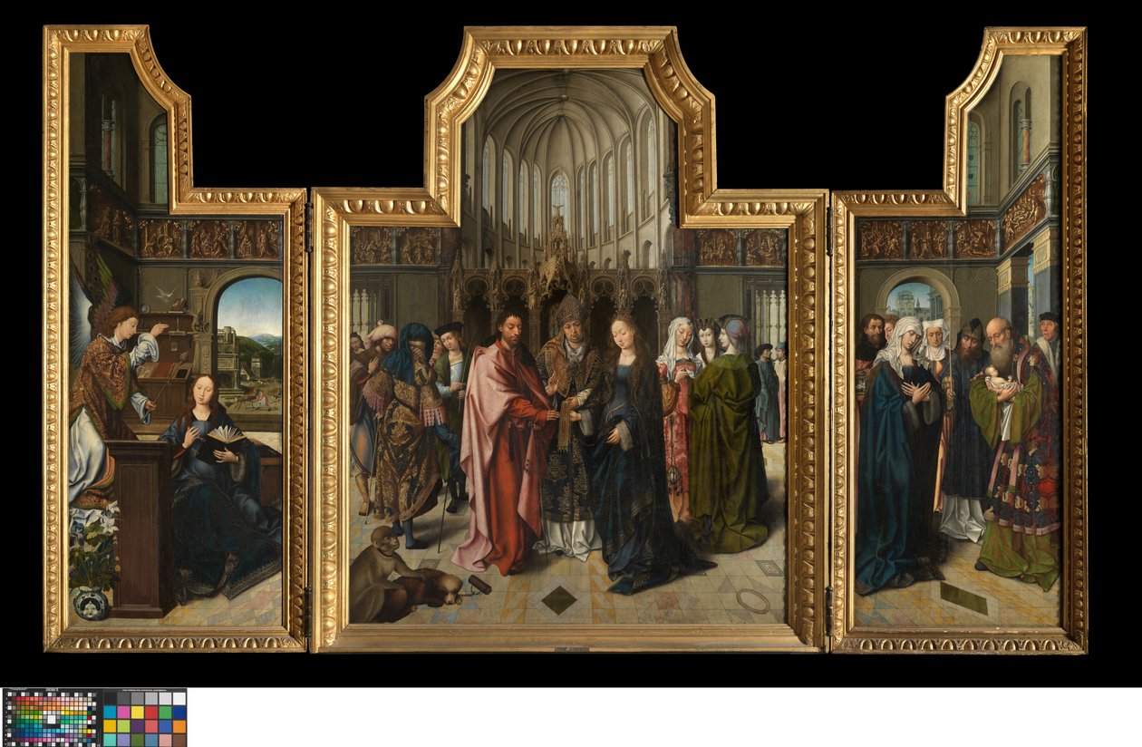 Colibrant Triptych ، 1517 (زيت على لوح) بواسطة جوسين فان دير (1465 حوالي 1538) وايدن