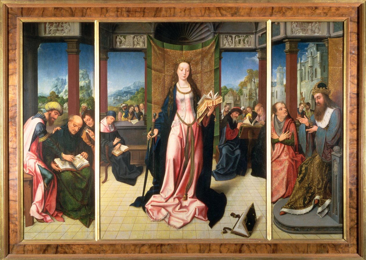 سانت كاترين والفلاسفة (لوحة) بواسطة Goossen van der Weyden