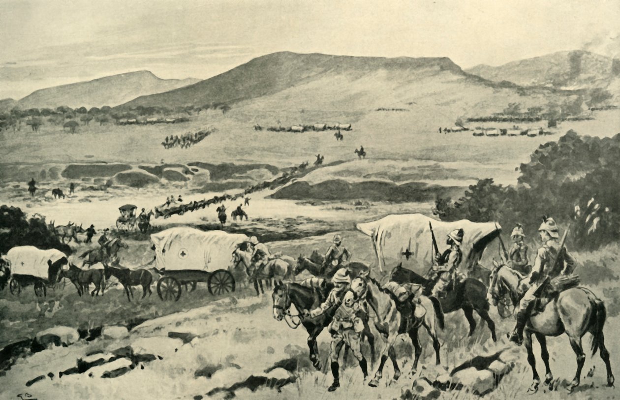 الجنرالات الفرنسيون وهاتون يعبرون فال إلى إقليم ترانسفال ، 1901. بواسطة جوردون فريدريك براون