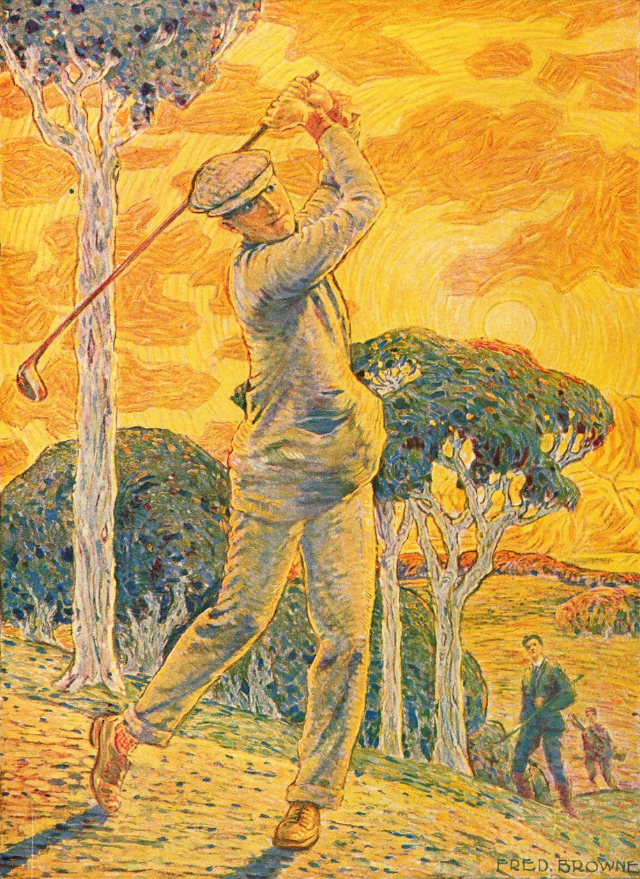 جولف ، رسم توضيحي لـ Vie au Grand Air ، 15 سبتمبر 1919 (نقش ملون) بواسطة جوردون فريدريك براون