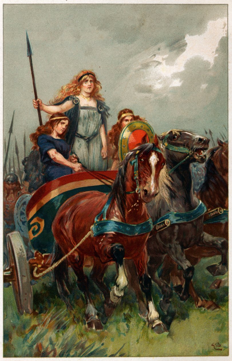 "الرمح في اليد ، قادهم Boadicea إلى الهجوم" ، التوضيح من "Heroes und Heroines of English History" بقلم أليس إس هوفمان بواسطة جوردون فريدريك براون